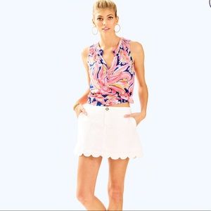 Lilly Pulitzer Scalloped hem white skort